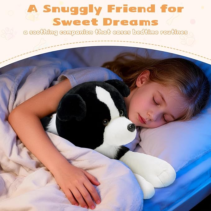 MaoGoLan Giant Border Collie Dog Stuffed Animal Plush, Realistic Cute 39" Large Stuffed Dog Plush Pillow Toys, Gift for Kids Boys Girls Adults