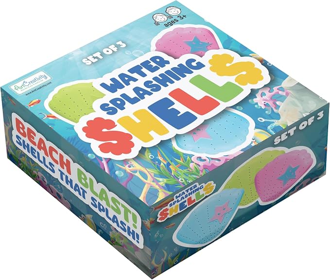 ArtCreativity Sea Shell Water Splash Toys - Set of 3 - Spongy Bath Toys for Kids - Vibrant Colors with Star Accents - Bathtub Toys for Fun in the Tub - Kids Pool Toys and Swimming Pool Accessories