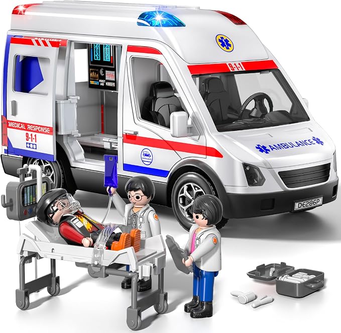 Ambulance Toy for Boys 3 4 5 6 7 8 Years Old : Friction Powered Truck Toys with Light and Sound Gifts for Girls Age 3-12 | Emergency Vehicle Kids Toys | Play & Learn Toy