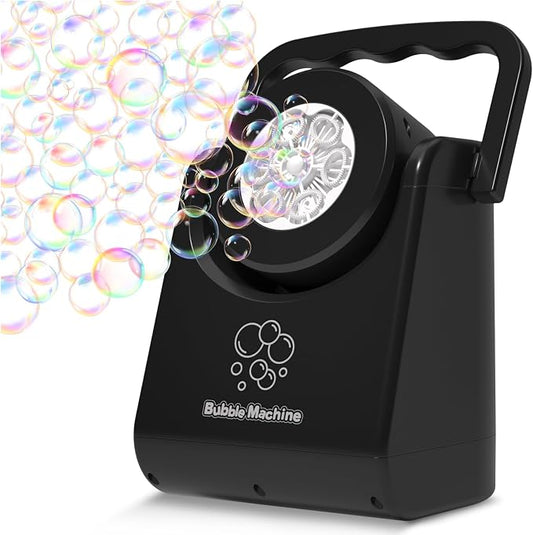 IFLOVE Bubble Machine for Kids 3+-Automatic Bubble Blower with Adjustable Angle,5000+ Bubbles Per Minute,Portable Bubble Maker Toy for Boys Girls,Outdoor Party Wedding Easter Birthday Gifts (Black 01)