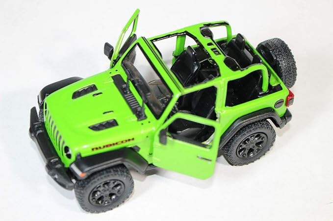 KiNSMART - Jeep Wrangler Rubicon Off Road 4x4 5 inch 1:34 Scale Die Cast Model Replica Toy Car (Green Opentop)