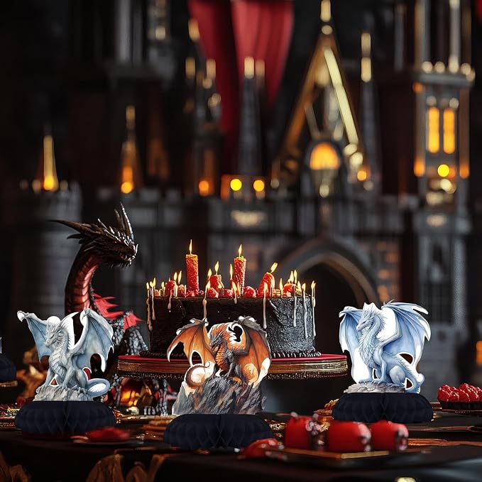 12 Pack Dragon Table Decorations - Dragon Party Decorations for Kids' Birthday and Themed Events - Dragon Table Toppers