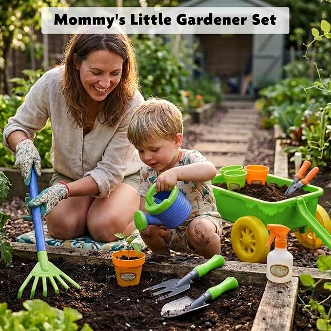 Dimple Garden Wagon & Tools Toy Set, Kids Gardening Set - 15 Pcs Outdoor Toys for Toddlers, Sand Toys - Sturdy & Durable - Top Yd, Beach, Sand, Garden Play Set for Kids & Toddler Gardening Tools