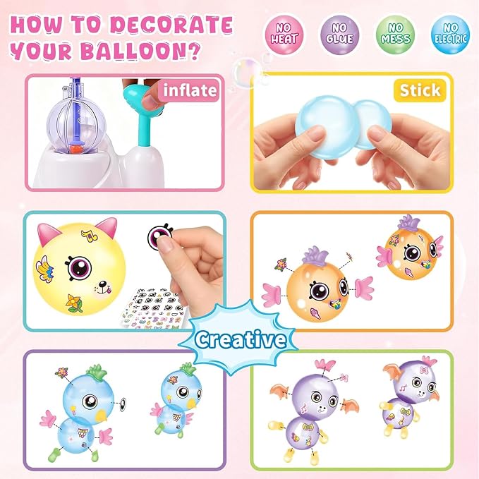 Magic Balloon Craft Kit, Funny Balloons Inflator Toy, DIY Sticky Balls With Pump, Sticker Balloon Maker, Creative Ballon Animals Making Kit, Birthday Gifts for Girls Boys (Accessory Refill Pack)