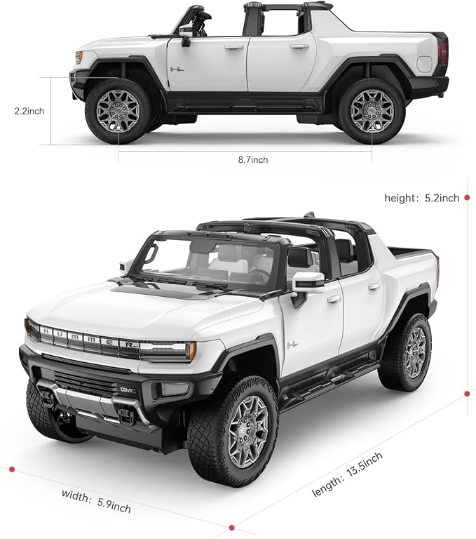 RASTAR Remote Control Car 1/16 Scale GMC Hummer EV Pickup RC Car, Electric Off-Road Monster, RC Hummer Truck for Kids Boys, White 2.4G