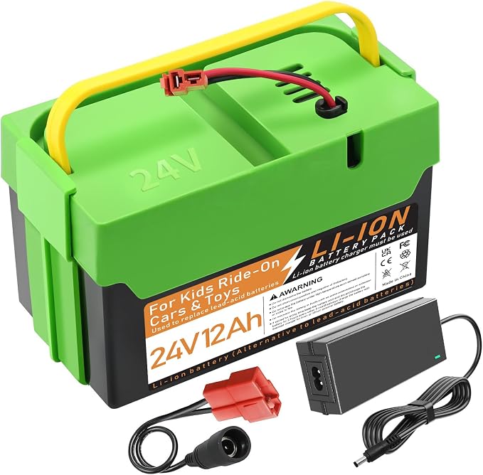 24V 12Ah Li-ion Rechargeable Battery, Replacement Battery Compatible with Best Ride on Cars Thunder UTV Kids Ride-On Car