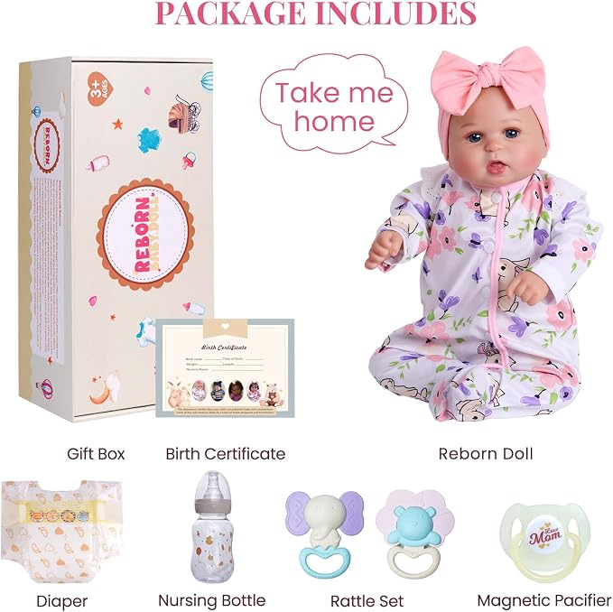 BABESIDE Lifelike Reborn Baby Dolls Dara - 20 Inch Realistic-Newborn Baby Doll Girl Handmade Real Life Baby Dolls with Clothes and Toy Accessories Gift for Kids Age 3+