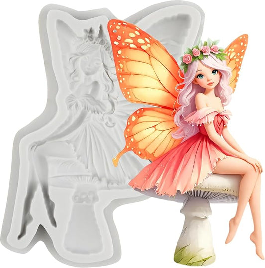 Flower Fairy Polymer Clay Molds Butterfly Fairy Mushroom Silicone Mold for DIY Crafts Epoxy Resin Casting Polymer Clay Tools Craft Air Dry Jewelry Making