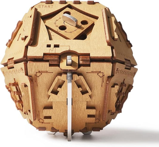 Puzzle Potato Philosopher's Stone Puzzle Box - 3D Brain Teaser Puzzle for Adults - Wooden Treasure Chest - Money Puzzle Box for Cash Gift - Escape Room Game (Metal)