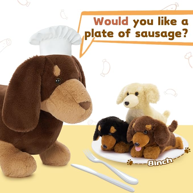 Muiteiur 18" Dog Stuffed Animals, 4-Pack Dachshund Stuffed Animal Set, Cute Wiener Dog Gift for Kids, Boys, Girls