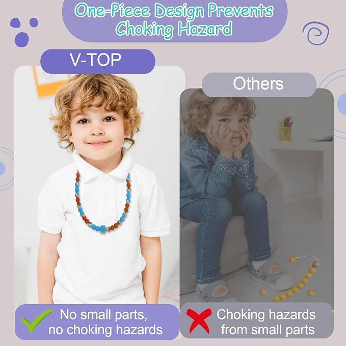 Chew Necklaces for Sensory Kids, 2 Pack Chewy Necklace Sensory Toys Reduces Stress and Anxiety, Sensory Chew Toys for Kids with ADHD, Autism, SPD