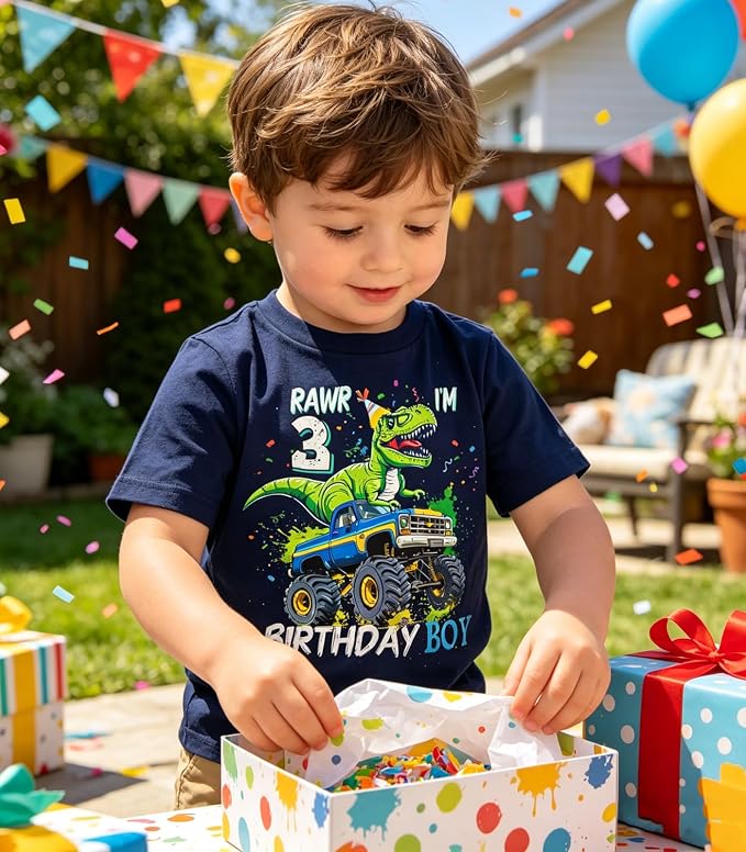 Lovekider 2-5 Years Birthday Boy Shirt Construction Party T-Shirts Excavator Cotton Short Sleeve Tee Dark Grey