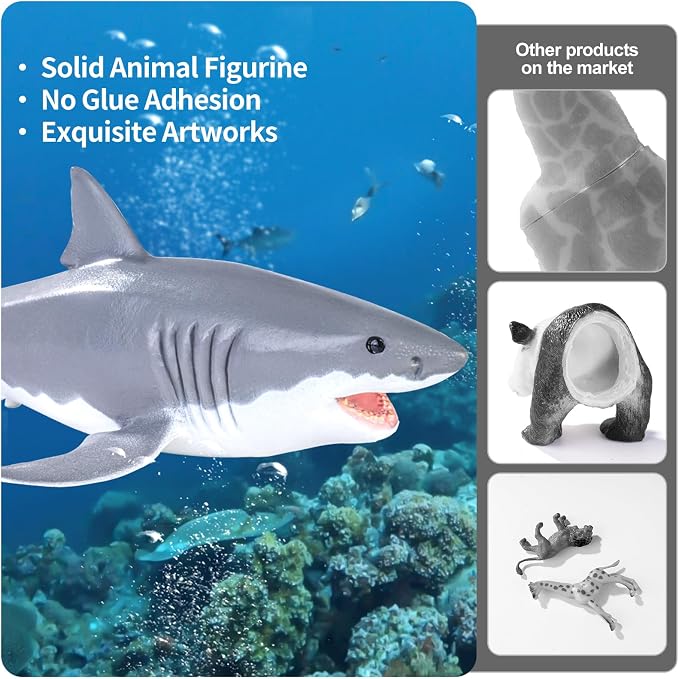 10PCS 5-8" Shark Toys for Toddlers 3-5 5-7, Sea Ocean Animals Bath Toys for Kids Age 3 4 5 6 7 8, Shark Figurines Cake Toppers, Birthday Party Favors & Gifts for Kids Ages 3 4 5 6 7 8
