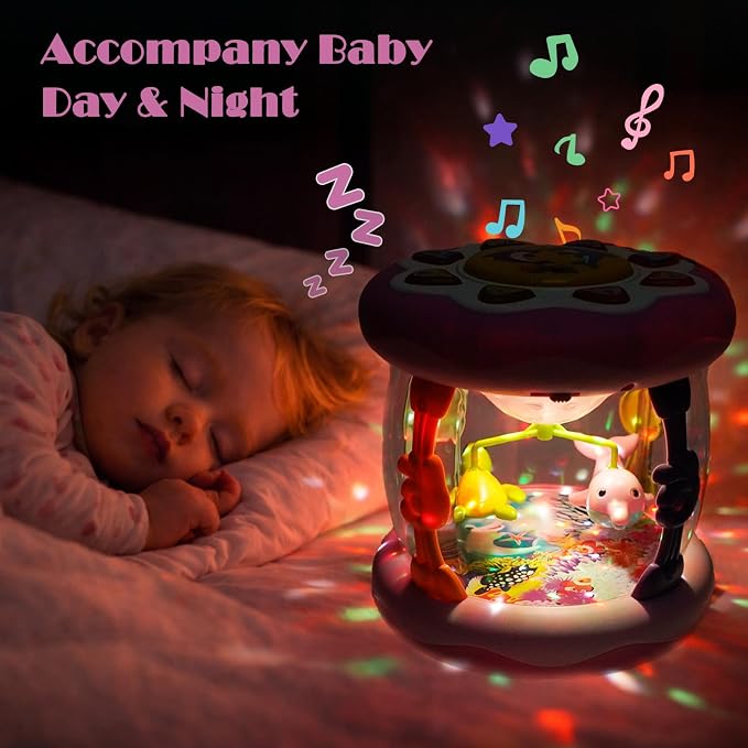 Baby Toys 0-6 Months, Newborn Aquarium Ocean Rotating Projector Music Light Up Toy, Tummy Time Infant Toys for 0-3 4 5 6 7 8 9 10 11 12 Months, Crawling Toys for 1 Year Old, Baby Birthday Shower Gifts