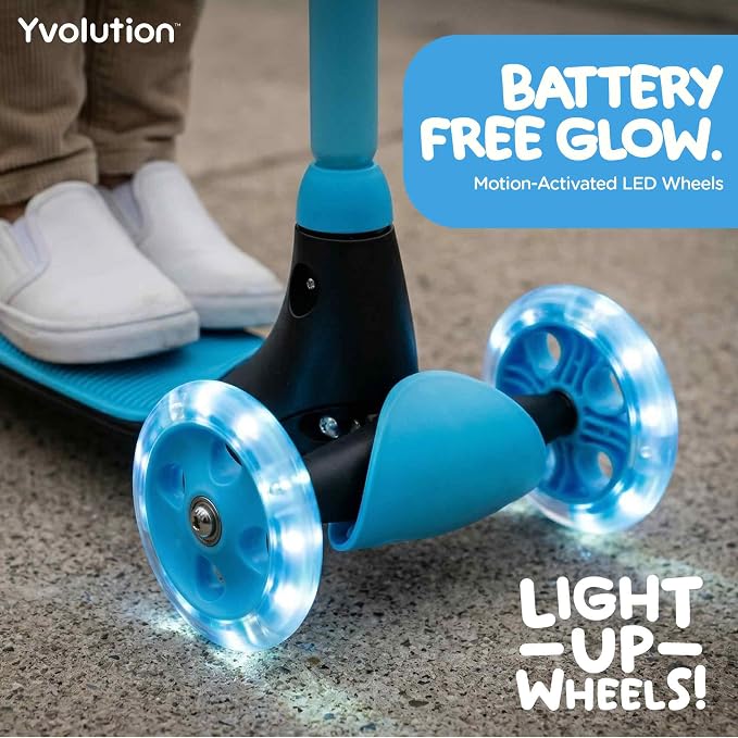 Yvolution Y Glider Air Scooter for Kids, 3 Wheel Scooter for Toddlers 4 Adjustable Height Glider with Kick Scooters, Lean to Steer with LED Flashing Light for Children Ages 3+ Years Old