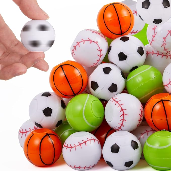 SCIONE 36pack Sports Ball Fidget Spinner Stress Ball Party Favors for Kids 4-8 8-12, Fidget Toys Bulk Goodie Bag Stuffers Treasure Box Toys for Classroom Prizes Return Gifts for Kids Birthday