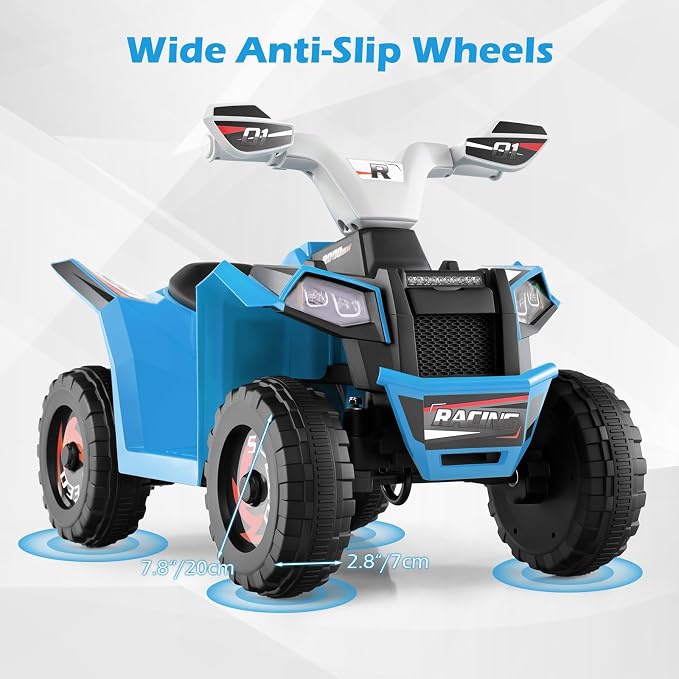 OLAKIDS 6V Kids ATV with Removable Trailer, Forward Backward Function, Widened & Wear-Resistant Wheels, Ride On Toy for Toddlers (Blue)