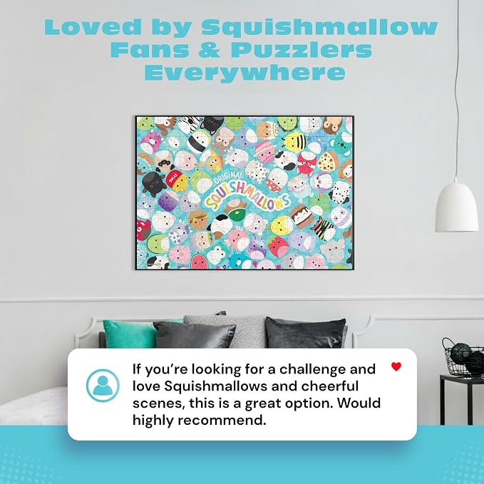 Buffalo Games Squishmallow Friends 300 Piece Jigsaw Puzzle - 21.25 x 15 in - Large Piece Puzzles for Adults - Colorful Collage - Sturdy Segments for Large-Format Game