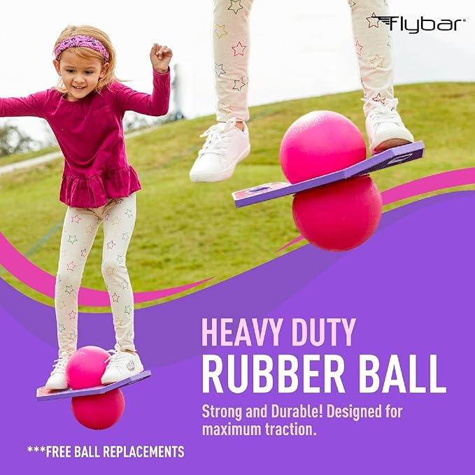 Flybar LED Pogo Trick Ball for Kids Balance Bounce Board w/Anti-Slip Deck