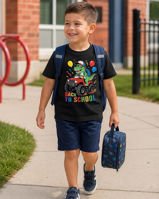 Lovekider Cotton Shirt for 3-6T Boys Truck Dinosaur Toddler Kids T-Shirt Short Sleeve Excavator Construction T-Rex Tee Shirts