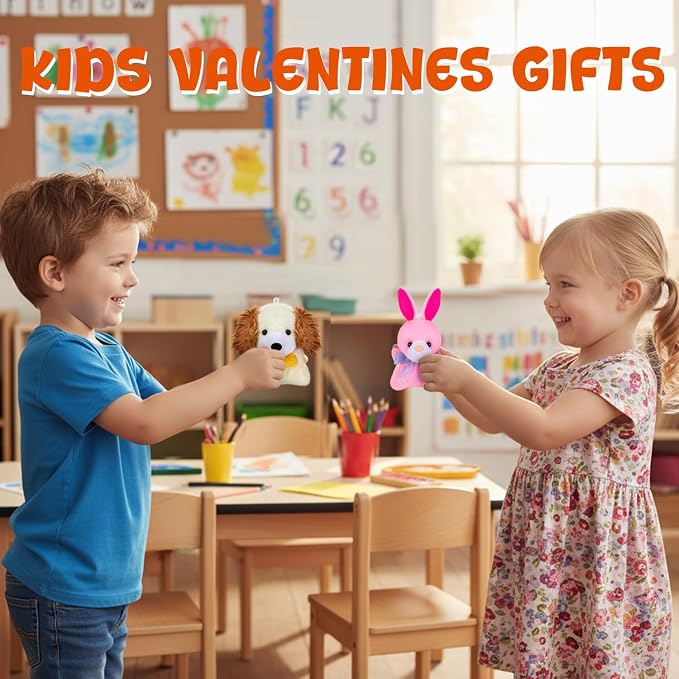 Sofier Valentines Day Gifts for Kids Classroom 24 Pack Valentines Mini Animal Toys Keychains Bulk for Boys Girls Classroom Exchange Party Favor School Teacher Student