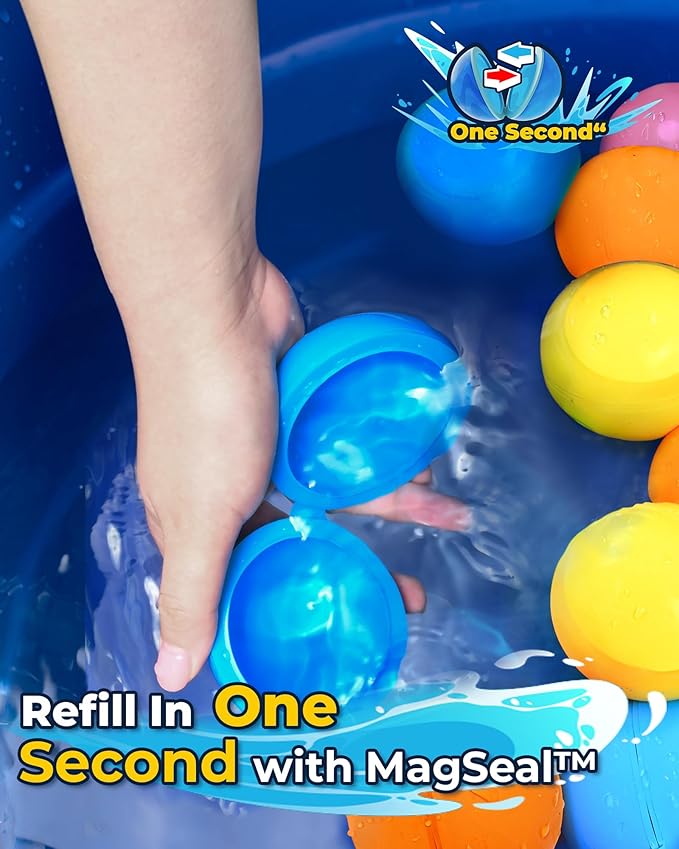 SOPPYCID Reusable Water Bomb balloons, Magnetic Refillable Water balls - Pool Toys for Boys and Girls, Beach Outdoor Activities Water Games Toy for kids Self Sealing Water Splash Ball (5Pack)