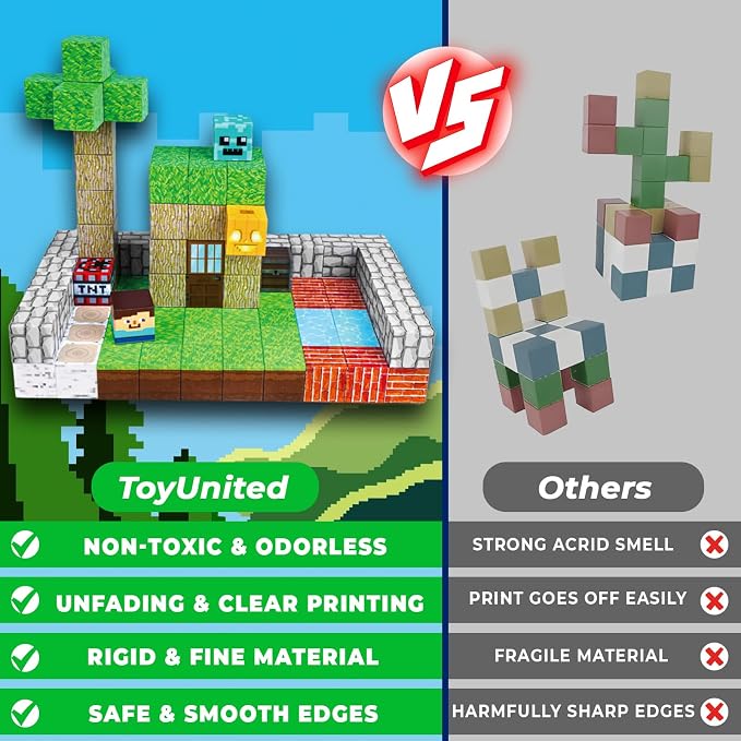 ToyUnited 150PCS Magnetic Blocks - Magnetic Building Blocks, Magnet Cubes Toys Stacking, Build Forest World Set, STEM Montessori Sensory Toys for Kids Boys Girls Ages 3 4 5 6 7 8 9 10+ Birthday Gifts