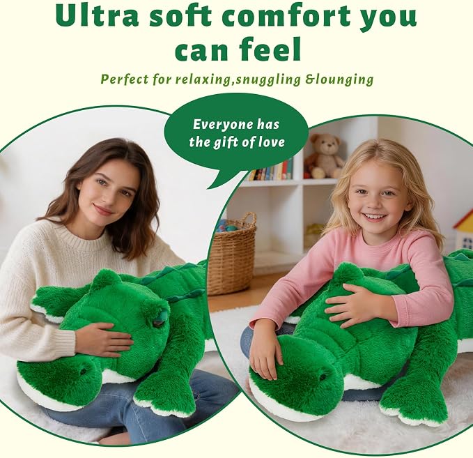 MorisMos Giant Alligator Stuffed Animal, 59" Soft Jumbo Crocodile Plush Toy for Kids, Giant Stuffed Crocodile Large Stuffed Alligator Pillow for Boys Girls Birthday