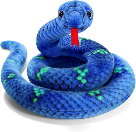 Snake Plush, Stuffed Snake Animal, 27 in Small Toy Snakes for Kids, Giant Stuffed Animals, Lifelike Plush Snake for Birthday Present Party Prank Prop (Blue)