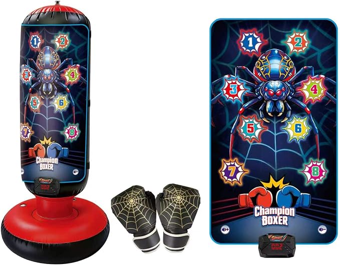 Smart Electronic Punching Bag for Kids,Boxing Set with Scoring,Lights,Music,4 Game Modes-Challenge,Memory,Inflatable Boxing Bag with Gloves,Interactive Gifts Toys for 4-12 Years Old Boys Girls
