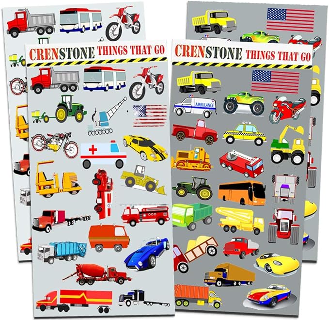 Cars and Trucks Stickers Party Supplies Pack Toddler - Over 160 Stickers for Toddler Boys and Girls (Cars, Fire Trucks, Construction, Buses & More!)