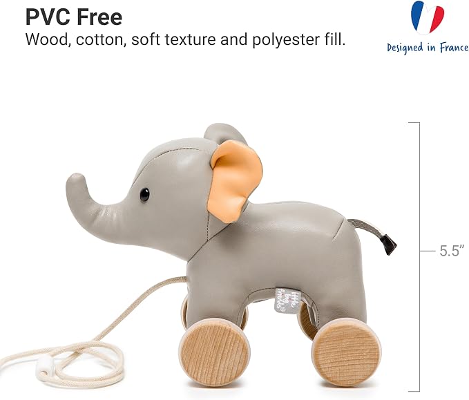 Little Big Friends Pull Toy for Toddlers | Soft Walking Toy with Adjustable Cord | Easy-to-Clean Developmental Toy | Vincent The Elephant