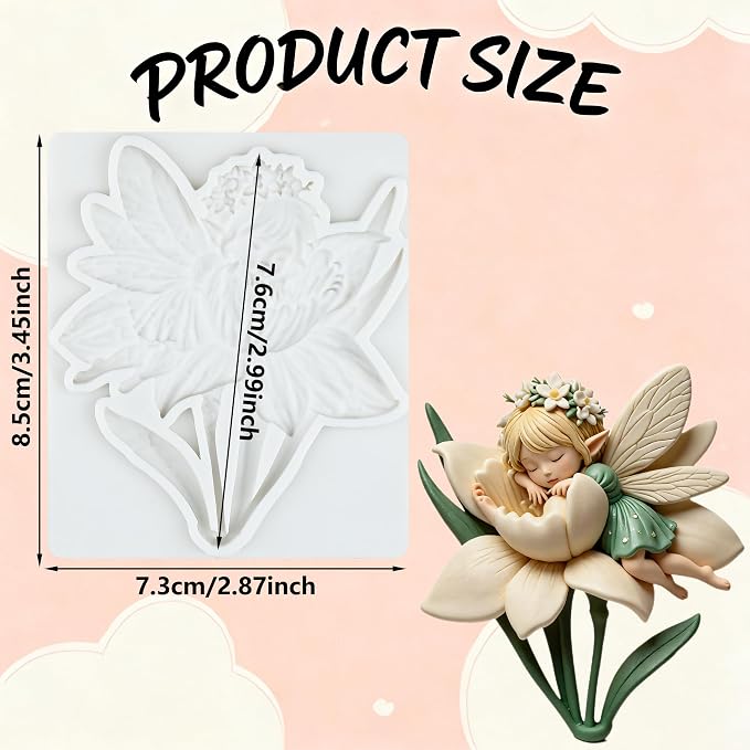 Flower Fairy Polymer Clay Mold Butterfly Fairy Flower Silicone Mold for Jewelry Making Epoxy Resin Casting Air Dry Polymer Clay Craft