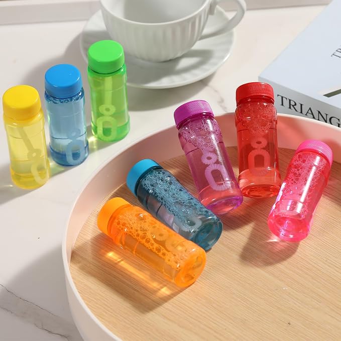 Novelinks 40 Pack 2oz Bubble Bottle Bulk for Kids - 2oz Blow Bubbles Solution Novelty Summer Toy - Activity Party Favor Assorted Colors Set