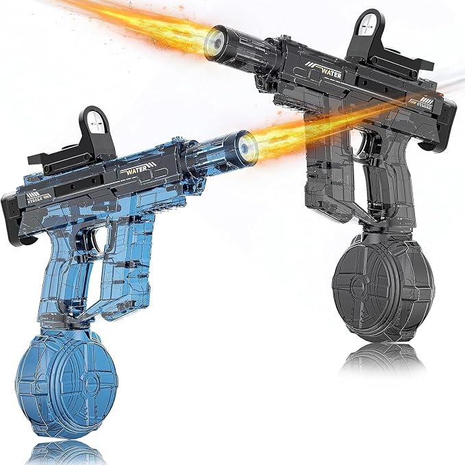 Electric Water Gun for Kids Adult 2 Pack, Automatic Squirt Pistol Guns with Large Capacity & 26-32FT Range, Rechargeable Watergun Toys for Pool, Beach, Backyard Summer Water Blaster Games
