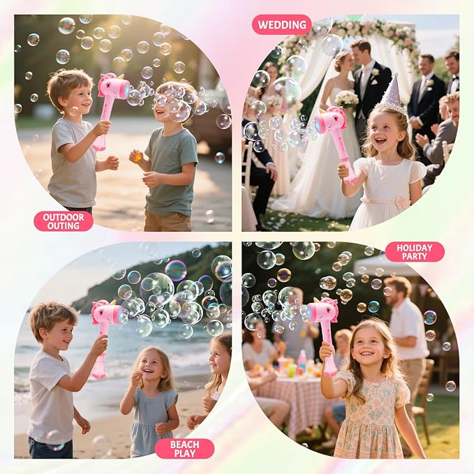 Unicorn Automatic Bubble Wand,Fully Automatic Bubble Machine Wand Toy,Suitable for 3-8 Years Old Toddler Outdoor Play,Cute Summer Toy, Perfect Easter, for Little Girls and Boys (Pink)
