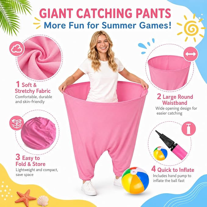 Granny Pants Yard Game,Giant Pants Outdoor Game,Oversized Pants Tossing Game with 24 Bouncy Balls and 4 Pumps Backyard & Outdoor Group Games for Family & Friends Gatherings