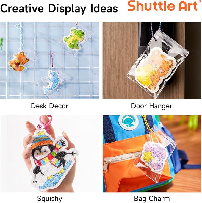 Shuttle Art 63 Pcs Magic Foam Texture Painting Kit Animal Series: 15 Animal Foam Pieces, Coloring Book with 15 Scenes, 12 Acrylic Paint Markers, Magical 3D Effect DIY Art Craft