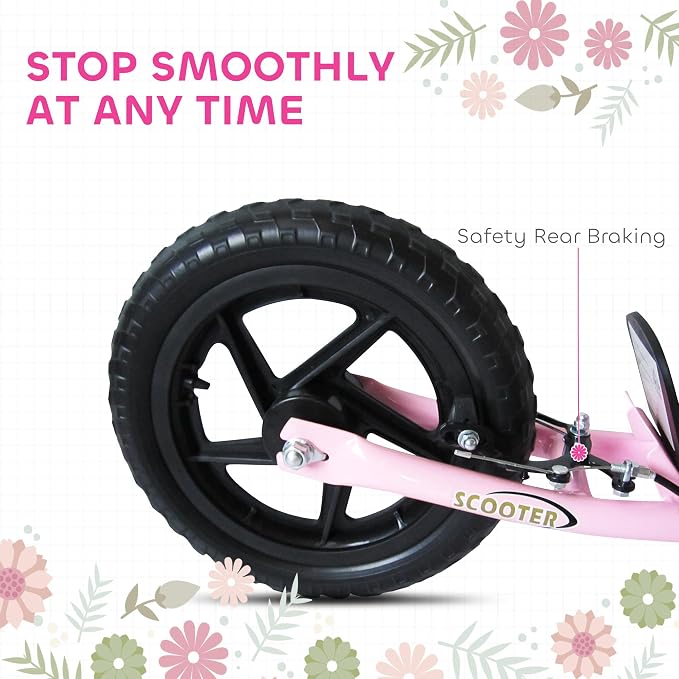 HOMCOM Kick Scooter for Kids 5-12 Years Old, Big Wheel Kids Scooter with Adjustable Height Handlebar, 12" EVA Tyres, Non-Slip Footplate, Rear Brake