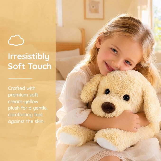 Weighted Plush Dog, 18" Golden Retriever Stuffed Animal 2.6 lbs, Soft Cream Yellow Plush Puppy for Kids & Adults, Cozy Bedtime Companion