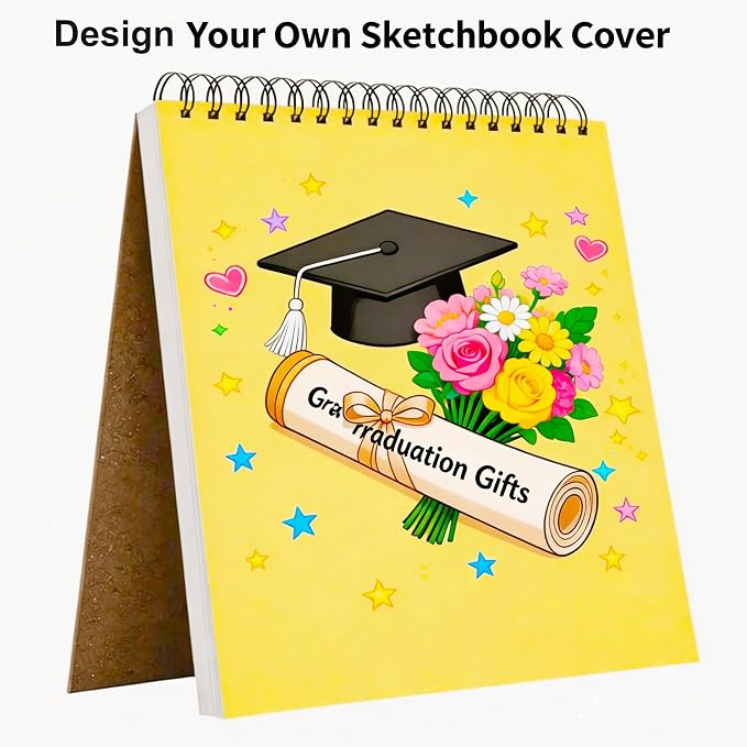College Graduation Gifts, Nursing Student Essentials, Teacher Appreciation Gifts, Soucolor 9" x 12" Yellow Sketch Book, 1-Pack 100 Sheets Spiral Bound Drawing Paper