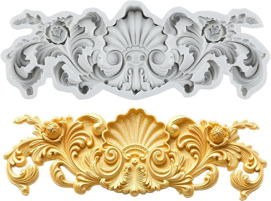 Baroque Polymer Clay Molds Baroque Curlicues Scroll Relief Flower Lace Silicone Mold for DIY Crafts Epoxy Resin Casting Air Dry Polymer Clay Plaster Jewelry Making