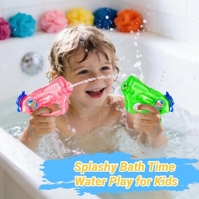 Water Gun for Kids Toddler: 4 Pack Mini Water Guns Squirts Small Soaker Pistol Super Blasters with Trigger for Boys Girls Summer Swimming Pool Beach Water Outdoor Fighting Party Bath Ideas Gift Toys