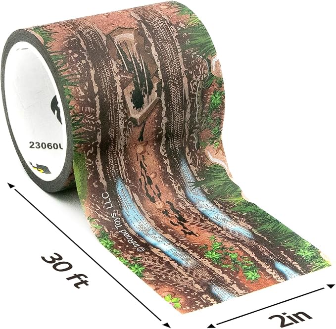 PlayTape Dirt Road Tape for Toy Cars - Sticks to Flat Surfaces, No Residue, 2 in. x 30 ft. Roll