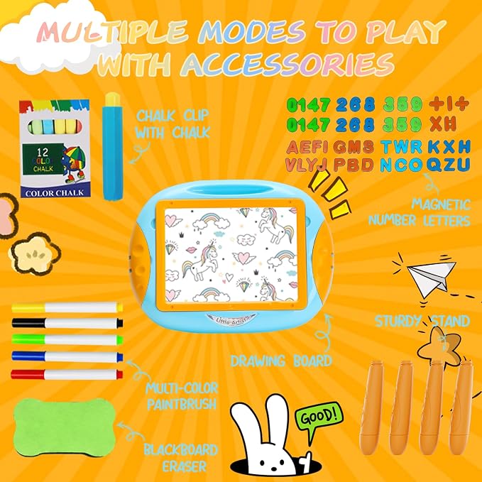 MAYESAR Toy for 1-2 Year Old Boys,Toddlers Toys with Magnetic Letters and Numbers, Art Easel for Kids 1 2 Year Old, Boy Birthday Christmas Gifts (Blue,Orange)