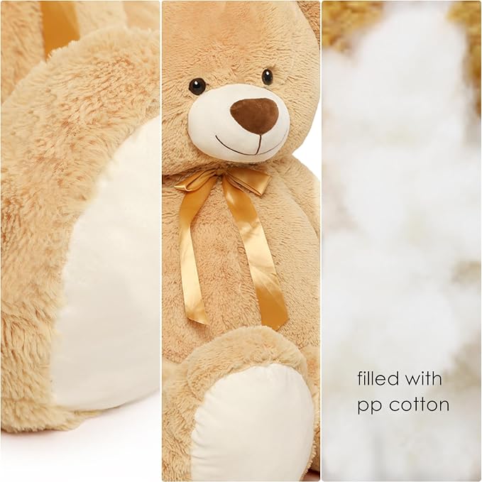 Tezituor 52 Inch Giant Teddy Bear Stuffed Animal, Light Brown Big Teddy Bear Plush Toy, Soft Large Bear Gift for Girlfriend Kids Girls Valentine’s Day Christmas Birthday Baby Shower Party Decor