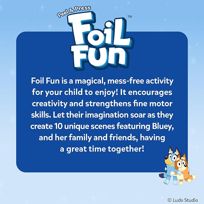 Skillmatics Bluey Foil Fun - Mess-Free Art & Craft Kits for Kids, DIY Creative Activity, Travel Toys, Gifts for Girls & Boys Ages 4, 5, 6, 7, 8 and Up