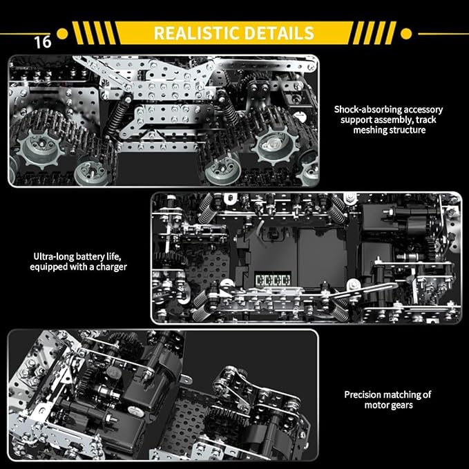 Building Sets Stem Assembly Metal 3-D Puzzle Off-Road Model Car Building Kit Construction Set Toys Assemble Remote Control Snowmobile 1929PCS/Included Motor
