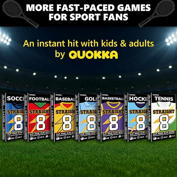 Quokka Tennis Fast-Paced Card Game for Kids & Adults – 128 Cards & Easy Rules – Quick & Fun Matching Game – 2-4 Players – Ages 8+ – Perfect for Family Games Night, Travel and Parties