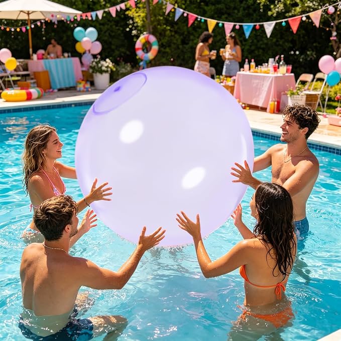 32 Inch Giant Water Bubble Ball for Adults Teenagers Giant Inflatable Water-Filled Ball Soft Rubber Ball for Outdoor Pool Beach Garden Yard Games (Purple)